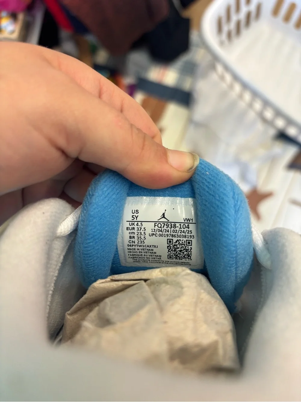Jordan Kids White and Light Blue Low-Top Sneakers